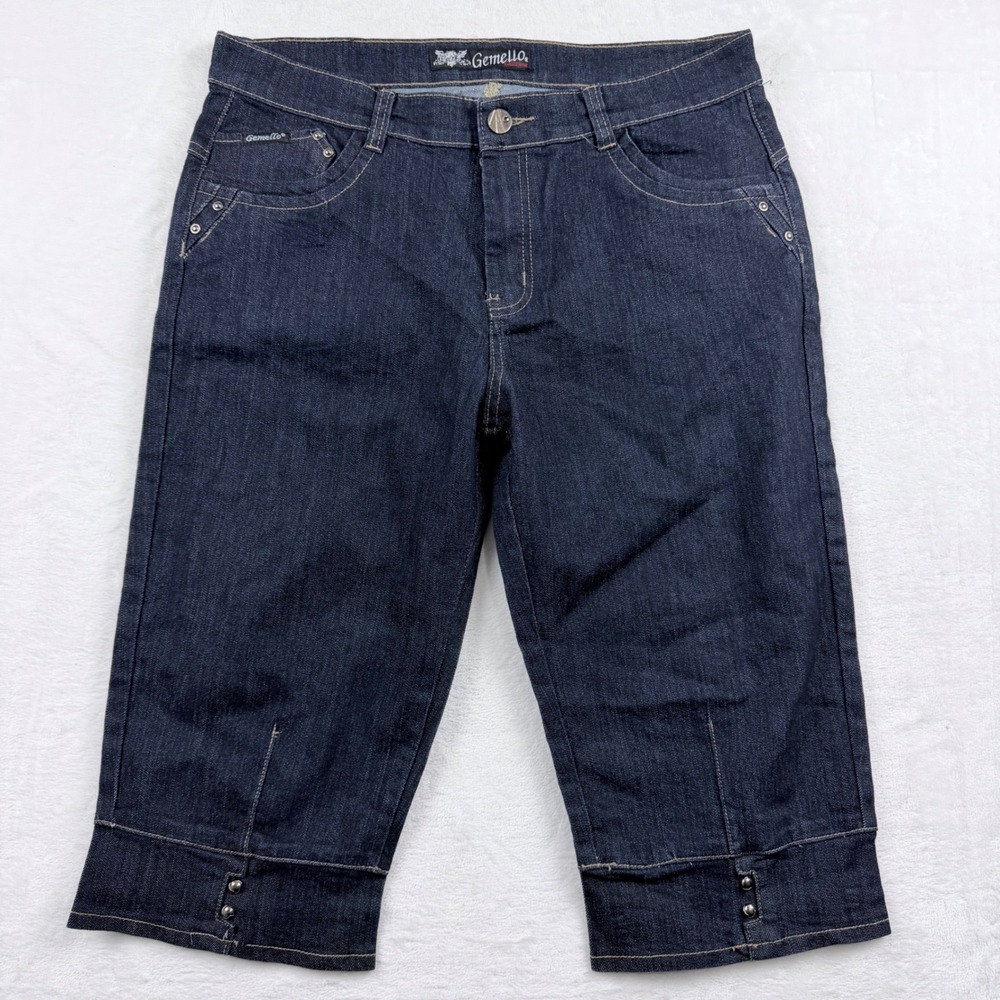 Gemello Studded Capri Jeans Dark Wash Cuffed Denim Size 36